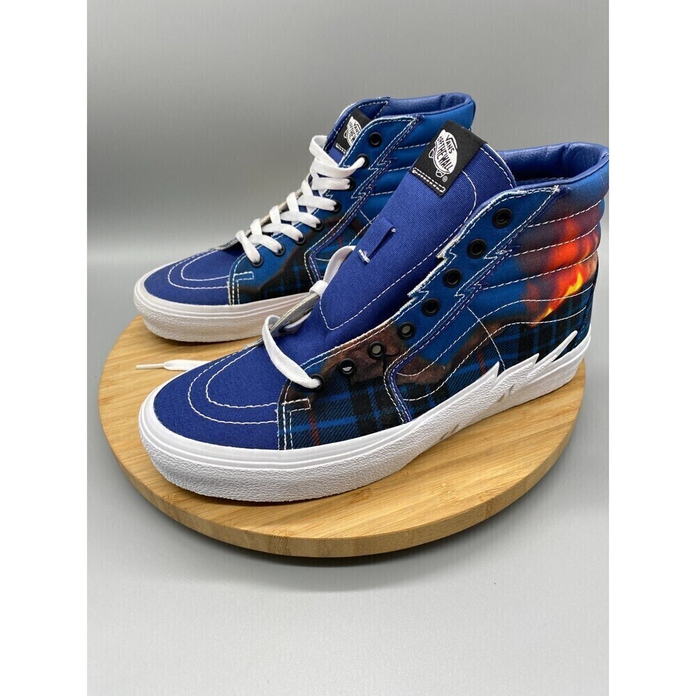 Vans Shoes Mens 9 Womens 10.5 Blue Sk8-Hi Bolt Fire Sneakers High Top Hiking - Picture 6 of 12
